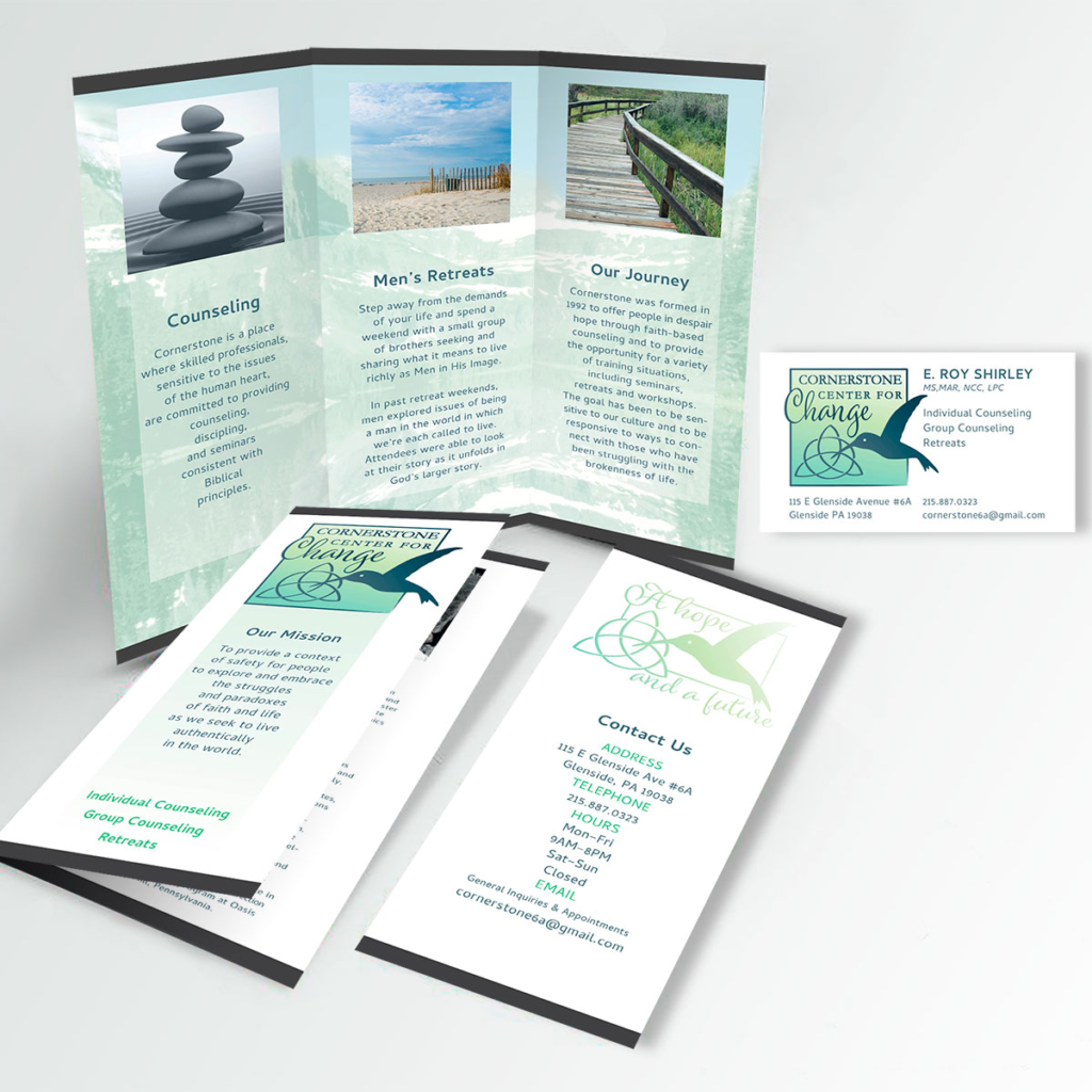 cornerstone brochure and business card