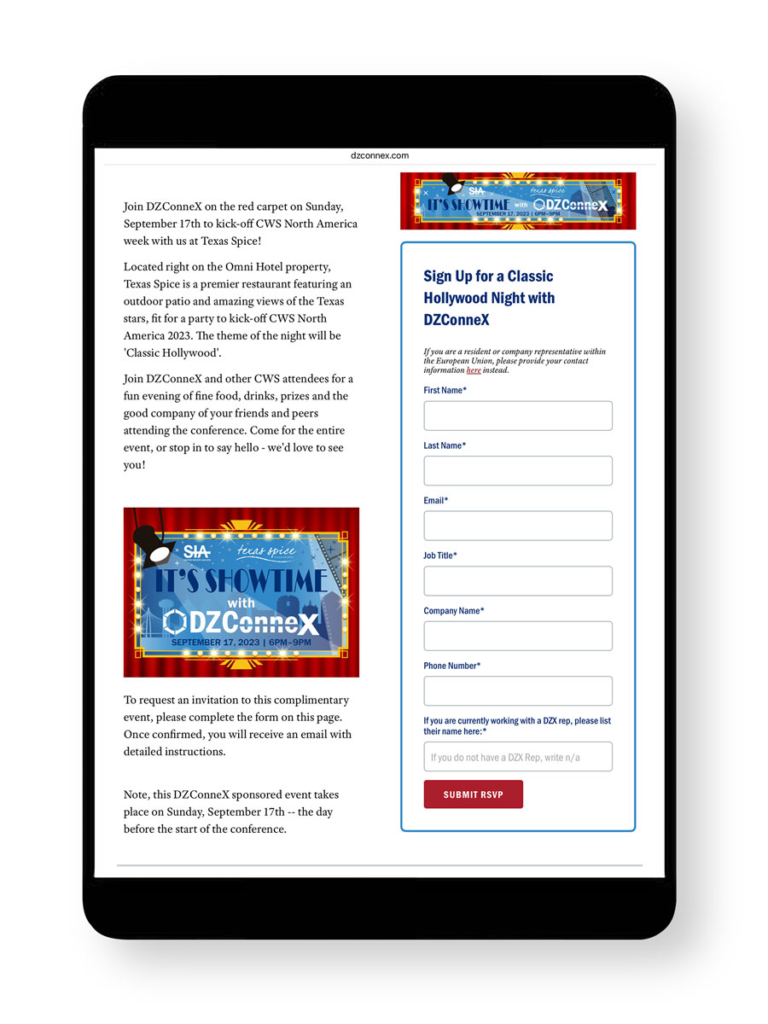 DZX Conference event website landing page