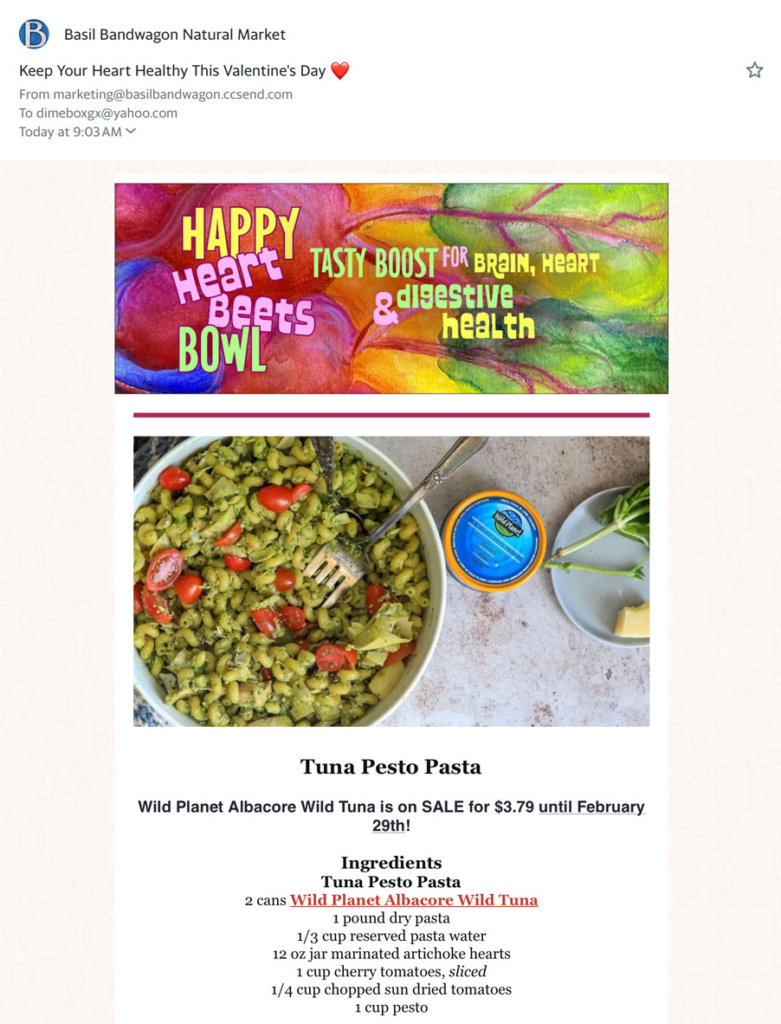 Happy Heartbeets Bowl weekly email blast